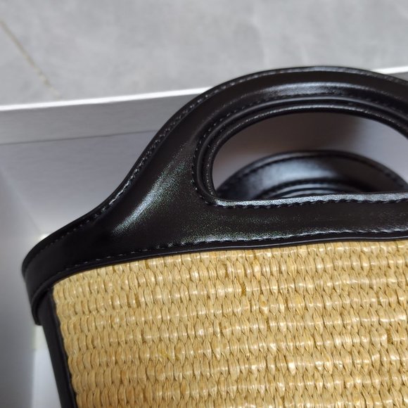 marni woven shopping bag shoulder bag tote bag black small - Picture 3 of 16